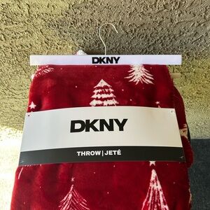 DKNY Red Blanket with White Burst Pattern